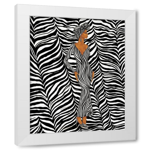 Zebra Inspired Fashion White Modern Wood Framed Art Print by Griffin, Dexter