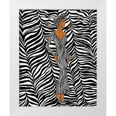 Zebra Inspired Fashion White Modern Wood Framed Art Print by Griffin, Dexter