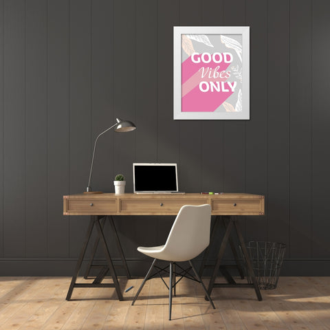 Good Vibes Only White Modern Wood Framed Art Print by Santiago, Daniela