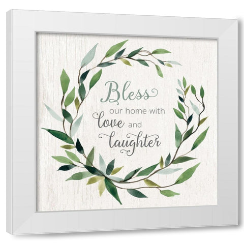 Bless This Home Greenery White Modern Wood Framed Art Print by Robinson, Carol
