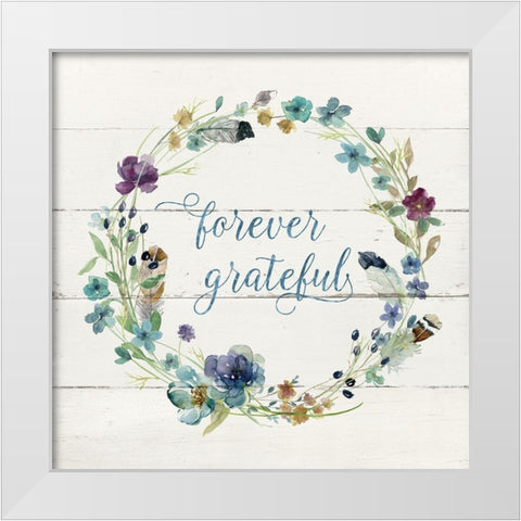 Forever Grateful White Modern Wood Framed Art Print by Robinson, Carol