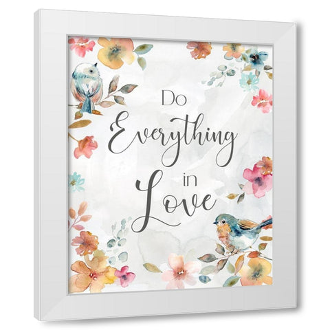 Spring Bird Love White Modern Wood Framed Art Print by Robinson, Carol