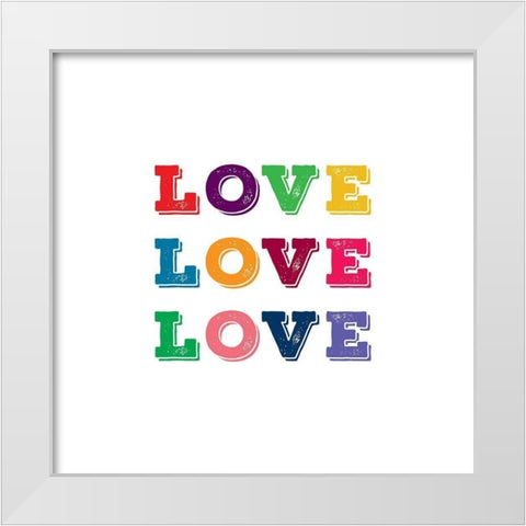 Love Love Love White Modern Wood Framed Art Print by Murray, Amanda