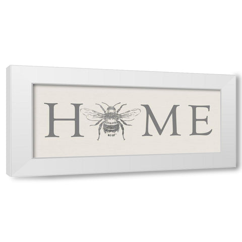 Bee Home White Modern Wood Framed Art Print by Santiago, Daniela