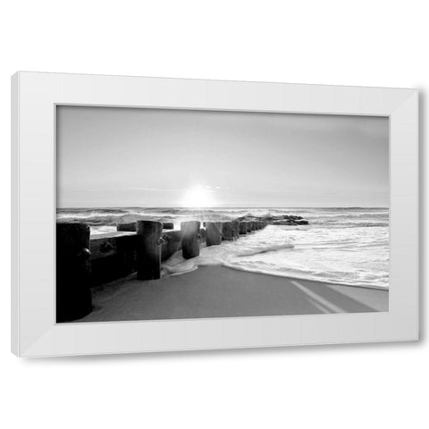 Shifting Shore White Modern Wood Framed Art Print by Carpentieri, Natalie