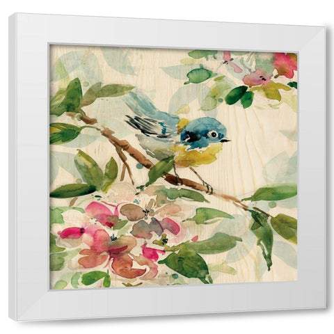 Spring Birds I White Modern Wood Framed Art Print by Robinson, Carol