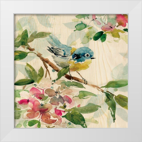 Spring Birds I White Modern Wood Framed Art Print by Robinson, Carol