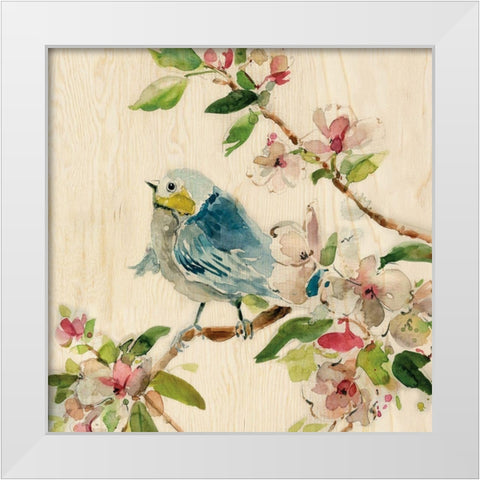 Spring Birds II White Modern Wood Framed Art Print by Robinson, Carol