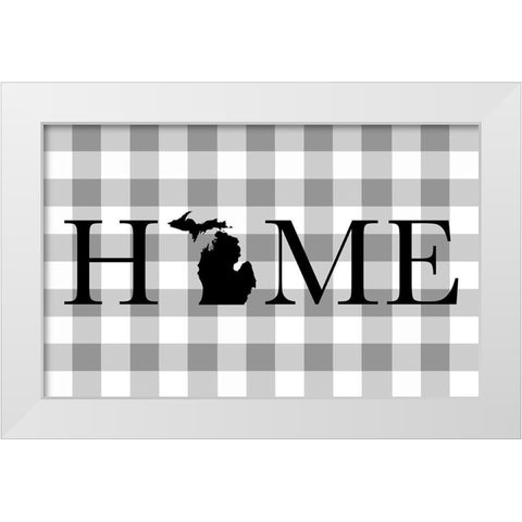 Michigan Home White Modern Wood Framed Art Print by Designs, CAD