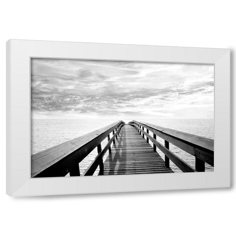 Pier Reflections White Modern Wood Framed Art Print by Carpentieri, Natalie