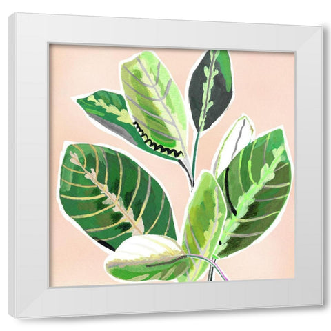 Abstract Zebra Leaves White Modern Wood Framed Art Print by Pope, Katherine and Elizabeth