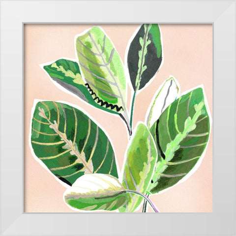 Abstract Zebra Leaves White Modern Wood Framed Art Print by Pope, Katherine and Elizabeth
