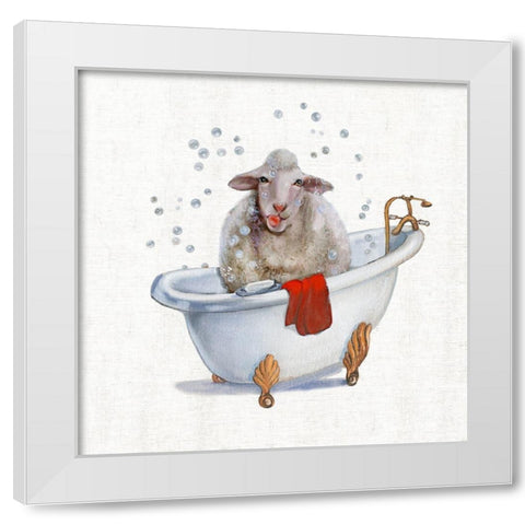 Farm Tub Lamb White Modern Wood Framed Art Print by Brooks, Donna