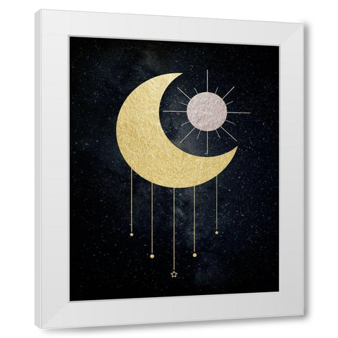 Jeweled Moon White Modern Wood Framed Art Print by Santiago, Daniela