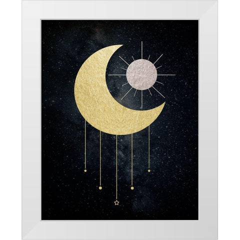 Jeweled Moon White Modern Wood Framed Art Print by Santiago, Daniela