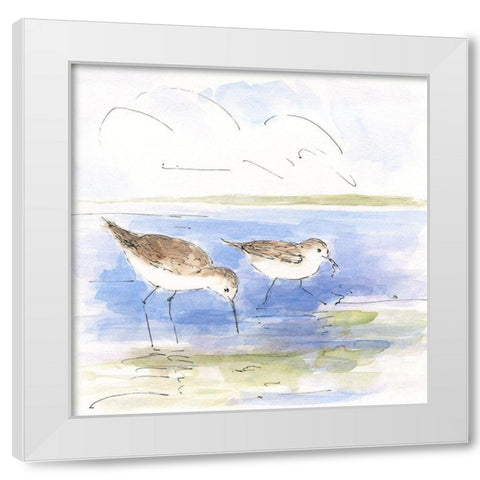 Sketchy Shore Birds I White Modern Wood Framed Art Print by Swatland, Sally