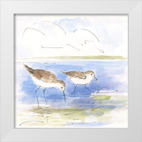 Sketchy Shore Birds I White Modern Wood Framed Art Print by Swatland, Sally