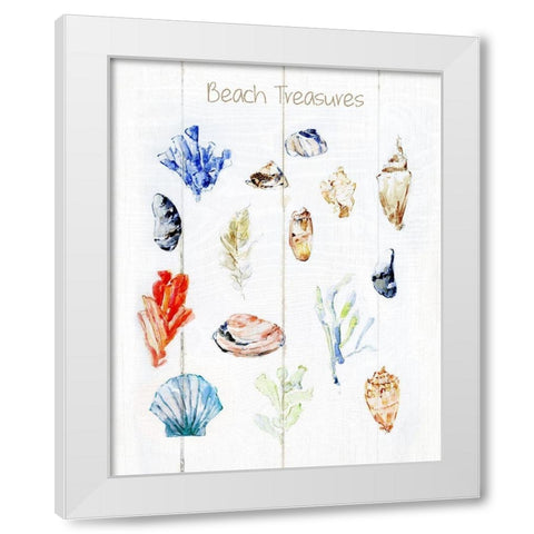 Beach Treasures White Modern Wood Framed Art Print by Swatland, Sally