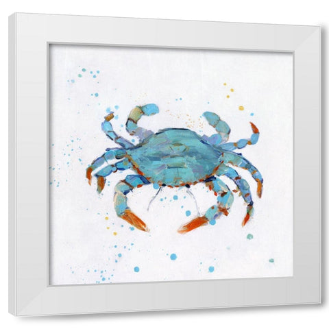 Bubbly Blue Crab White Modern Wood Framed Art Print by Swatland, Sally