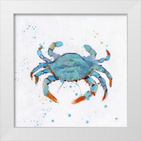 Bubbly Blue Crab White Modern Wood Framed Art Print by Swatland, Sally