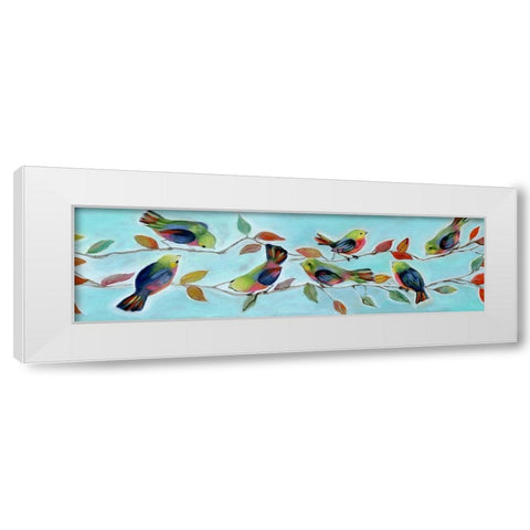 Bitty Birds Hangout White Modern Wood Framed Art Print by Brooks, Donna