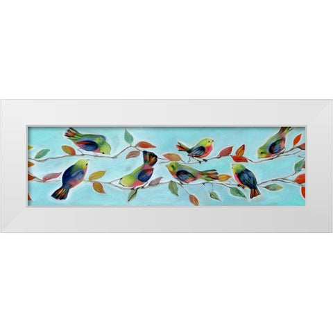 Bitty Birds Hangout White Modern Wood Framed Art Print by Brooks, Donna