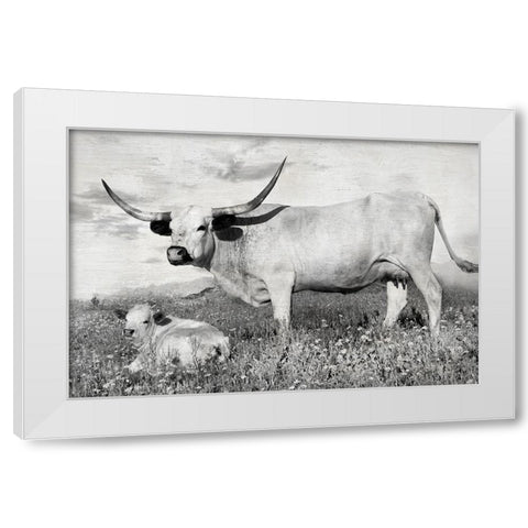 Buttercup and Bluebonnet White Modern Wood Framed Art Print by Ditto, Larry