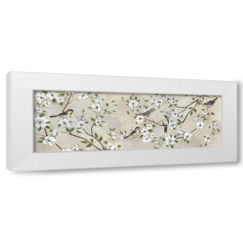 Flocking Together White Modern Wood Framed Art Print by Nan