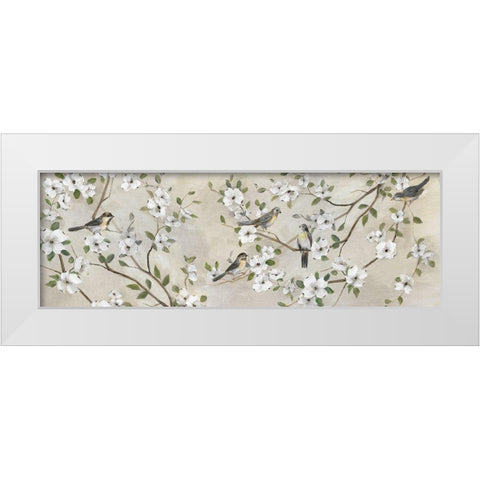 Flocking Together White Modern Wood Framed Art Print by Nan