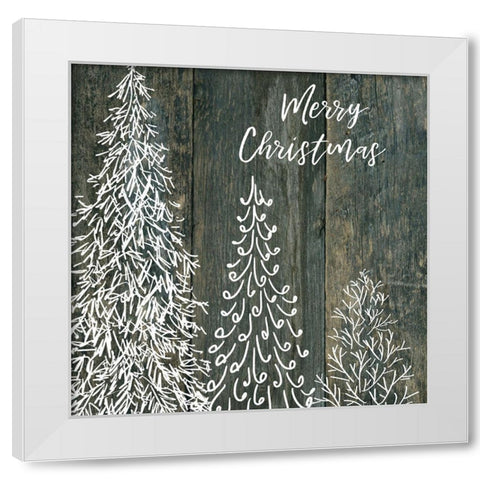 Merry Christmas Trees White Modern Wood Framed Art Print by Robinson, Carol
