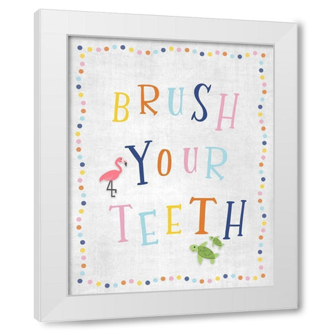 Brush Your Teeth White Modern Wood Framed Art Print by Carpentieri, Natalie