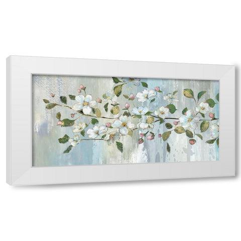 Painterly Blossoms White Modern Wood Framed Art Print by Nan