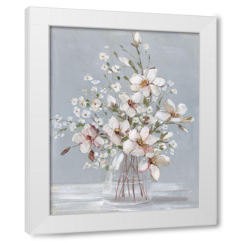 Magnolia Romance White Modern Wood Framed Art Print by Swatland, Sally