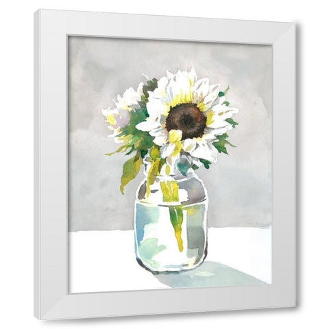 Sunflower I White Modern Wood Framed Art Print by Troise Heidel, Theresa