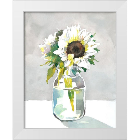 Sunflower I White Modern Wood Framed Art Print by Troise Heidel, Theresa