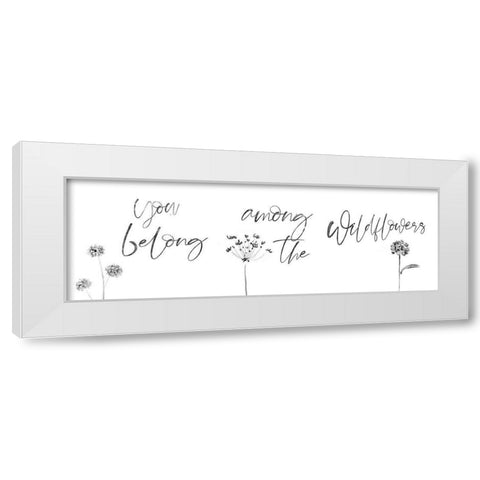 Among the Wildflowers White Modern Wood Framed Art Print by CAD Designs