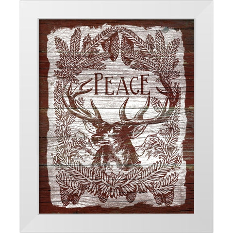 Red Wood Peace White Modern Wood Framed Art Print by Robinson, Carol
