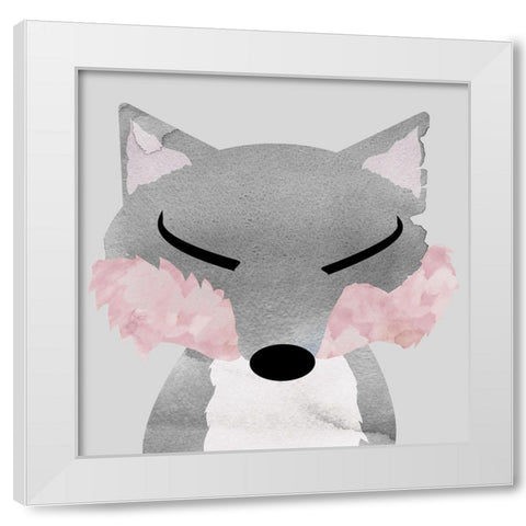 Fox White Modern Wood Framed Art Print by Santiago, Daniela