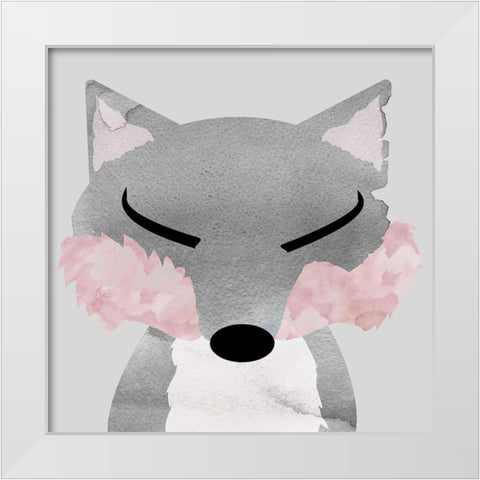 Fox White Modern Wood Framed Art Print by Santiago, Daniela
