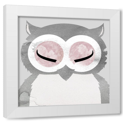 Owl White Modern Wood Framed Art Print by Santiago, Daniela