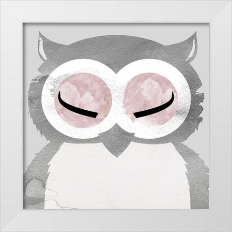 Owl White Modern Wood Framed Art Print by Santiago, Daniela