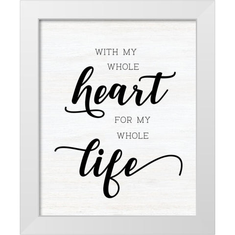 Whole Heart White Modern Wood Framed Art Print by CAD Designs