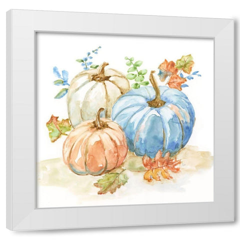 First Harvest Pumpkins II White Modern Wood Framed Art Print by Nan