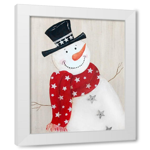 Festive Snowman I White Modern Wood Framed Art Print by Tava Studios