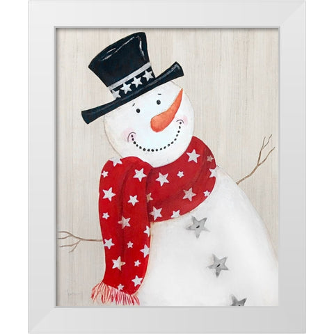 Festive Snowman I White Modern Wood Framed Art Print by Tava Studios