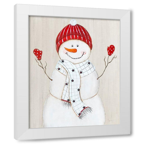 Festive Snowman III White Modern Wood Framed Art Print by Tava Studios