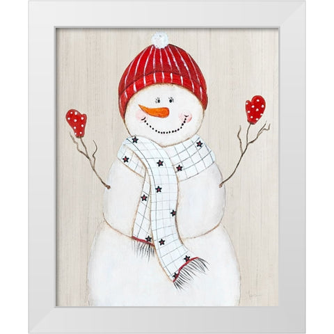 Festive Snowman III White Modern Wood Framed Art Print by Tava Studios