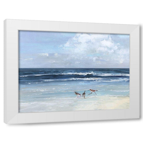 Beach Trio White Modern Wood Framed Art Print by Swatland, Sally