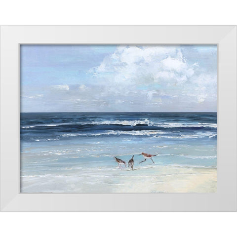 Beach Trio White Modern Wood Framed Art Print by Swatland, Sally