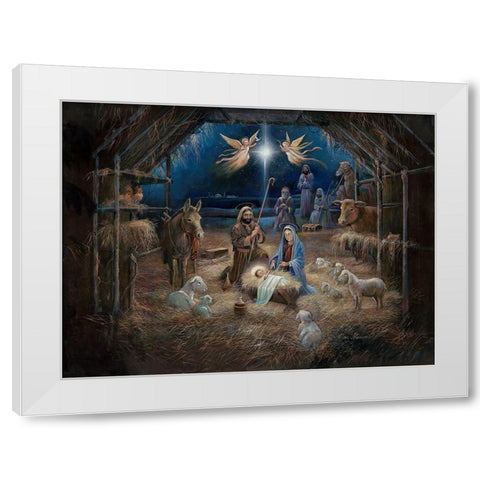 One Night In Bethlehem White Modern Wood Framed Art Print by Manning, Ruane